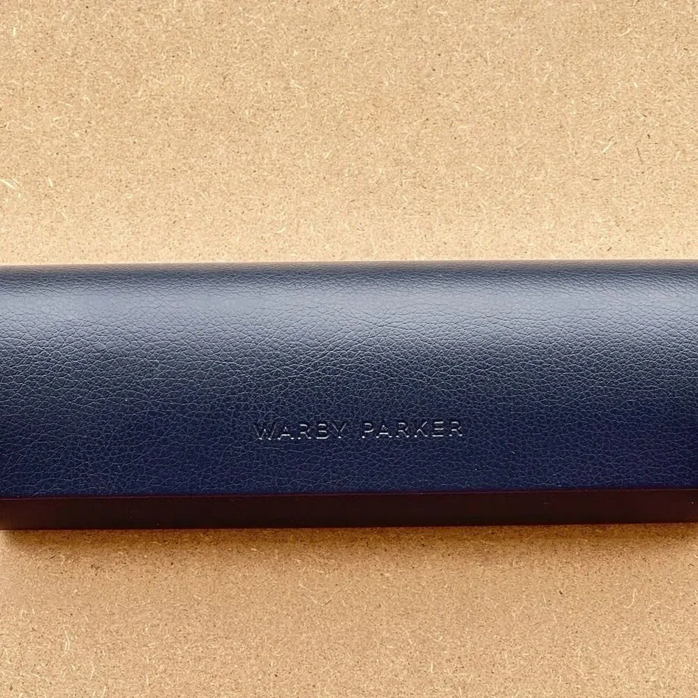 Warby Parker Blue Eyeglasses Sunglasses Hard Case Magnetic Closure Navy Blue